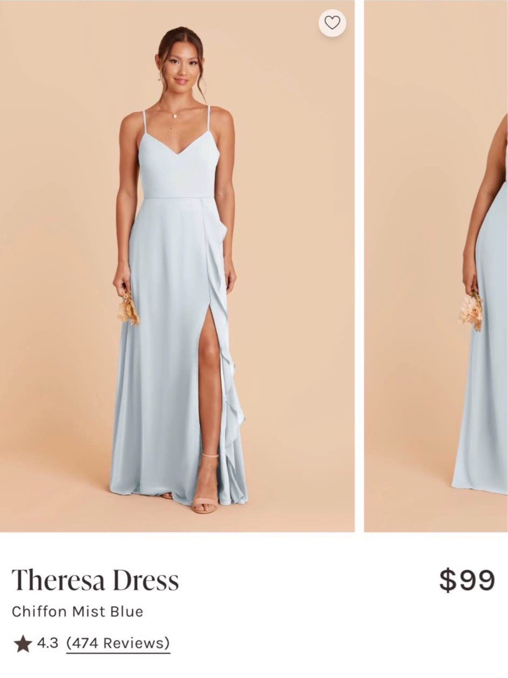 Birdy Grey Theresa Chiffon Mist Blue Spaghetti-Strap Maxi Dress